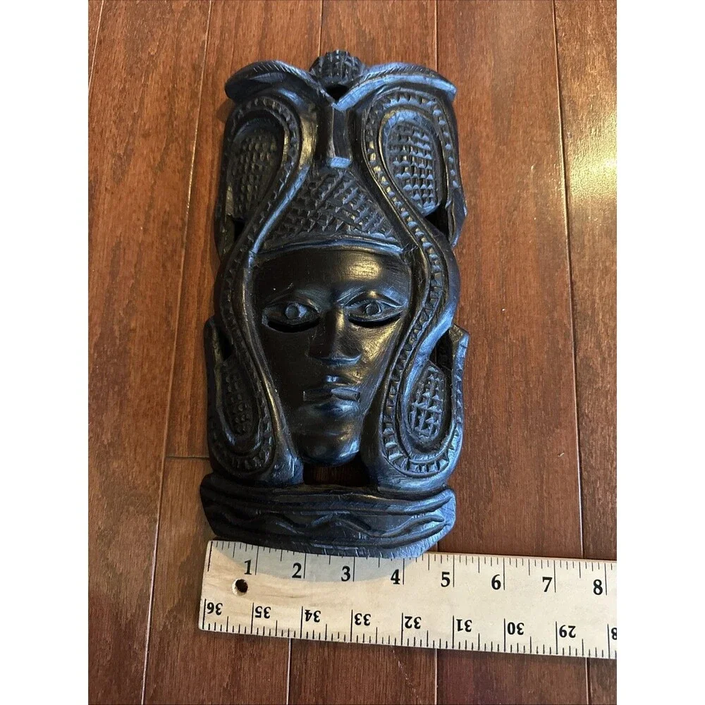 Handmade African Wooden Tribal Mask Wall Hanging‎ Home Decor Dark \Brow